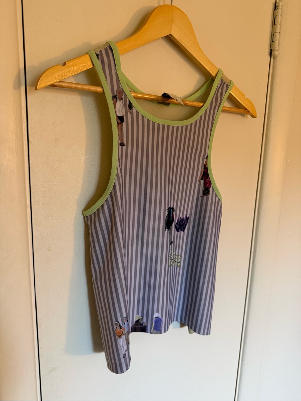 Eckhaus Latta Mesh Tank Top - Soft green with stripes